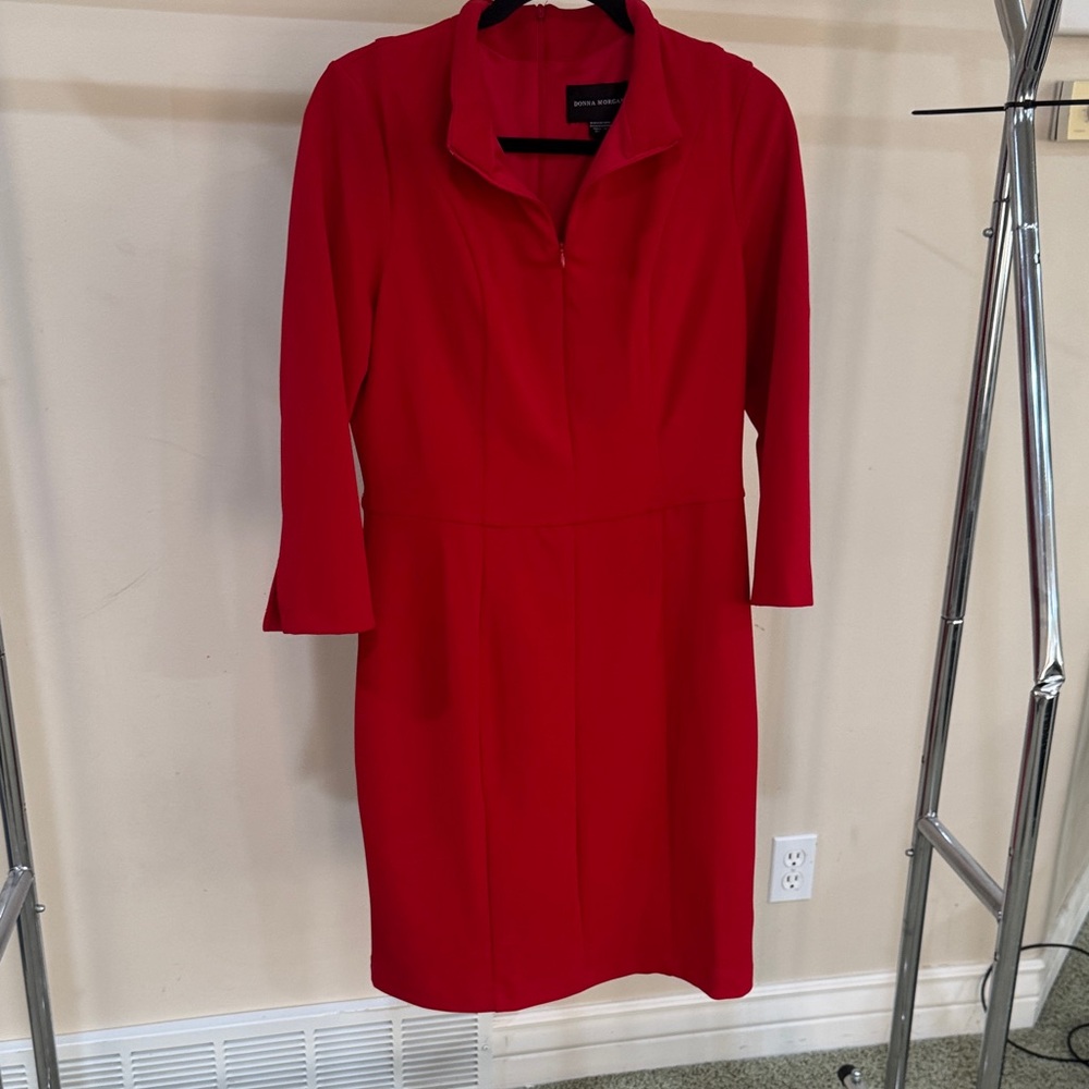Jones New York Vibrant Red Long Sleeve Dress